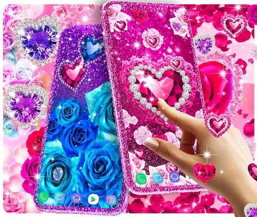 Diamond rose glitter wallpaper screenshot 1