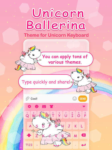 Unicorn Ballerina Keyboard Theme for Girls screenshot 3