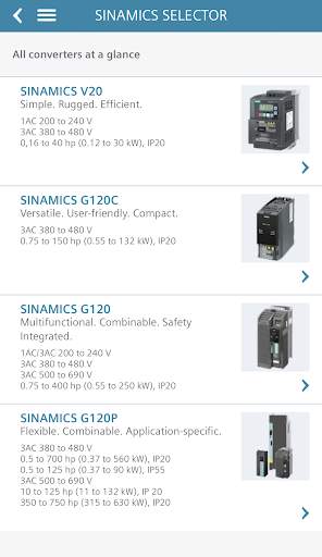 SINAMICS SELECTOR screenshot 3