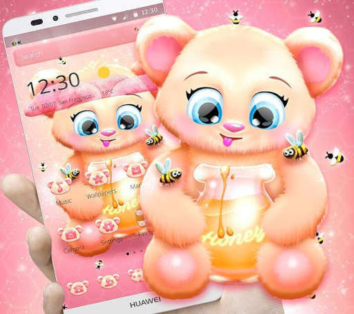 Pink Cartoon Teddy Bear Theme screenshot 1
