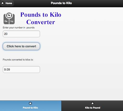 Pounds to Kilograms Converter screenshot 1