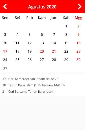 Kalender Indonesia 5 تصوير الشاشة