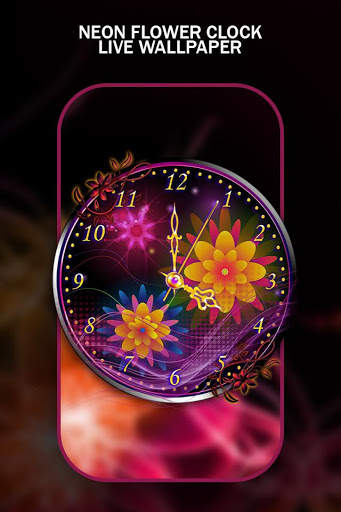Neon Flower Clock Live Wallpaper screenshot 5