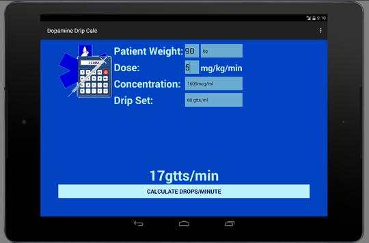 Paramedic Dopamine Calculator screenshot 2