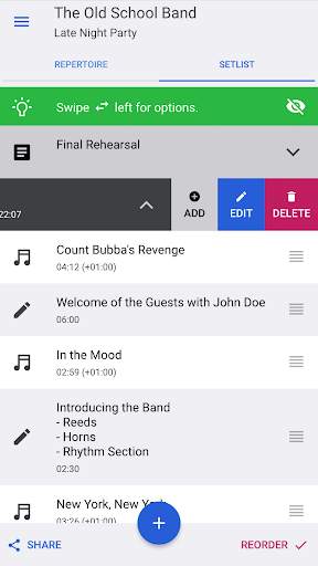 band music setlist screenshot 6