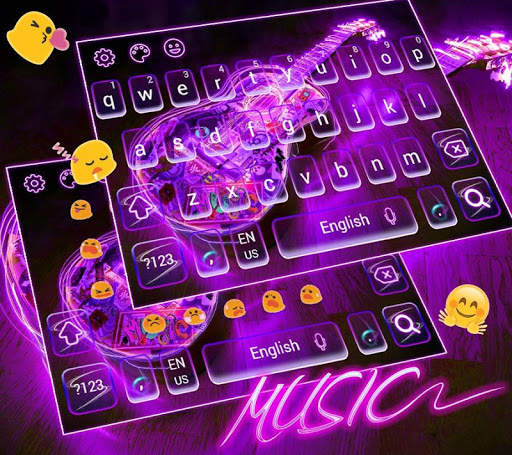 Neon Guitar Music Keyboard Theme screenshot 2
