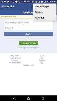 Master Lite for Facebook screenshot 2
