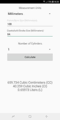 Engine CC Calculator screenshot 2