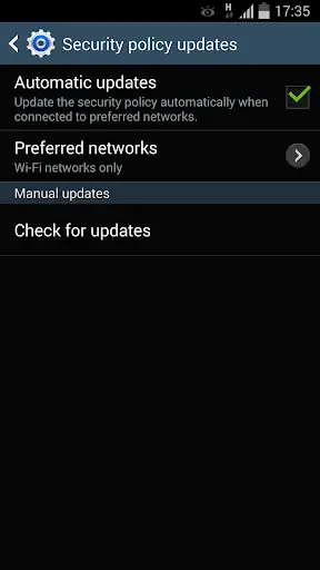 Samsung Security Policy Update screenshot 1