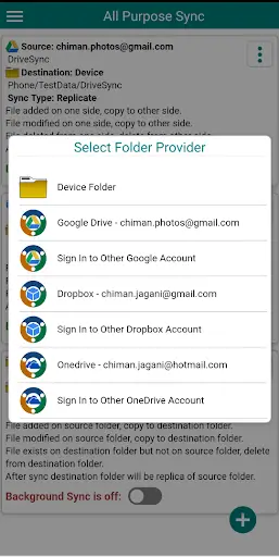 Sync & Comparison - Drive, Dropbox and OneDrive скриншот 2