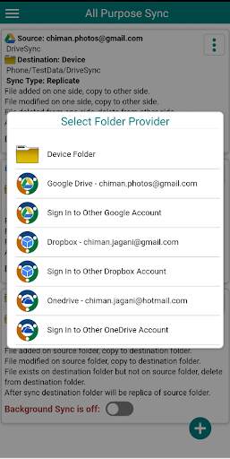 Sync & Comparison - Drive, Dropbox and OneDrive screenshot 2