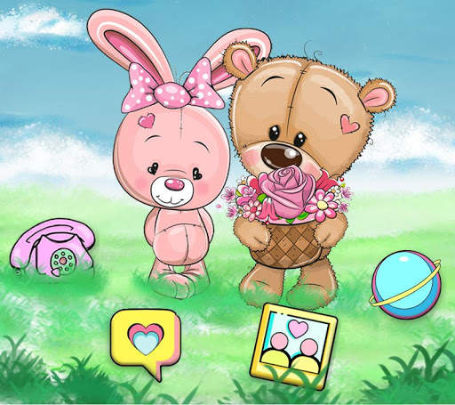 Lovely Teddy Bear Bunny Couple Theme🐰🐻 screenshot 1