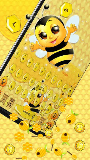 3D Cute Honey Bee Gravity Keyboard Theme screenshot 2