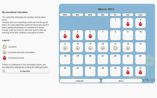 My menstrual calculator screenshot 1
