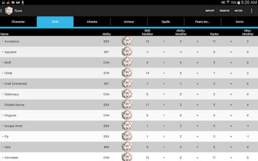 PCGen Character Importer Lite screenshot 22