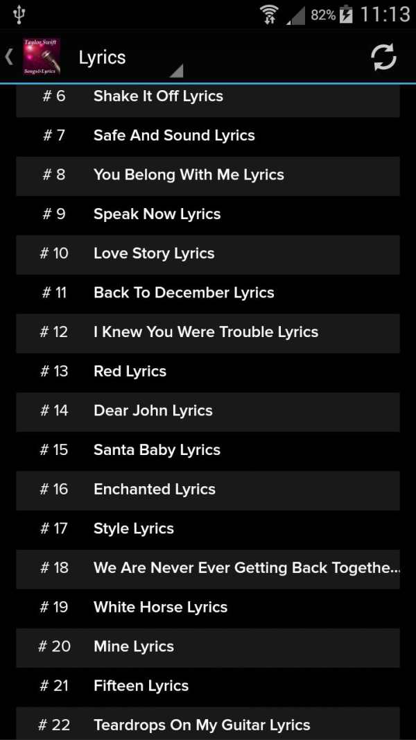 Taylor Swift Songs&Lyrics screenshot 2