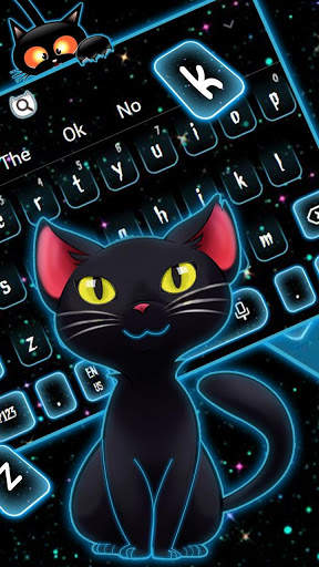 Dark Neon Kitty Keyboard Theme screenshot 2