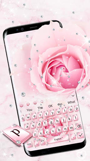 Pink Flower Diamond Keyboard Theme screenshot 4