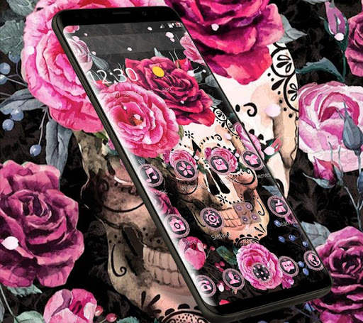 Pink Rose Skeleton Romantic Theme 3 تصوير الشاشة