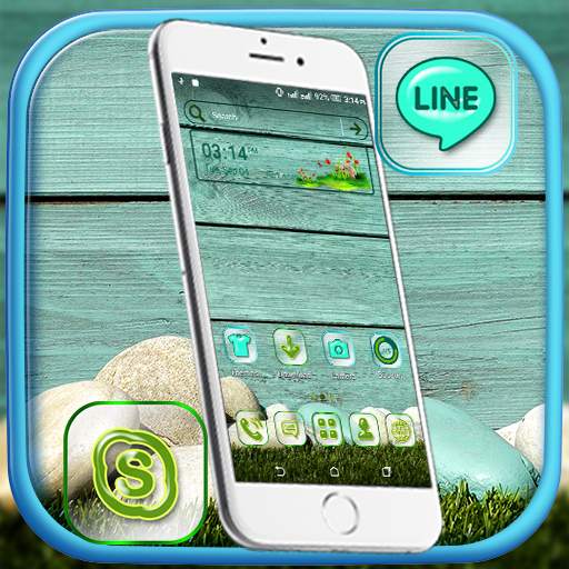 Cyan Wooden Launcher Theme 4.1