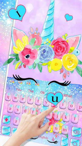 Cute Flower Unicorn Keyboard Theme screenshot 2