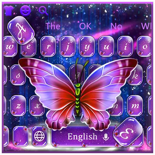 Purple Crystal Butterfly Keyboard Theme 10001003