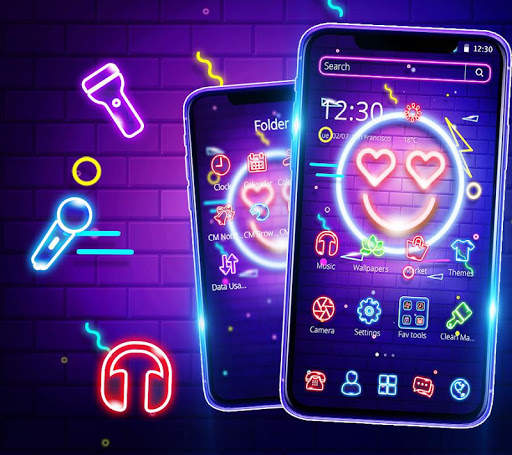 Neon Smile Face Emoji Theme screenshot 1