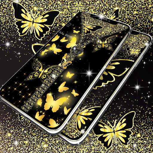 Golden butterflies lock screen screenshot 2