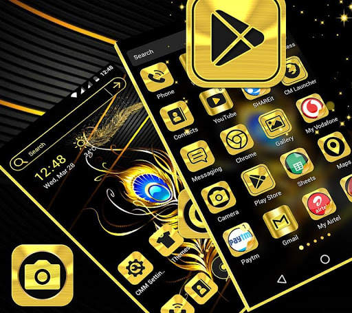 Gold Black Launcher Theme скриншот 1