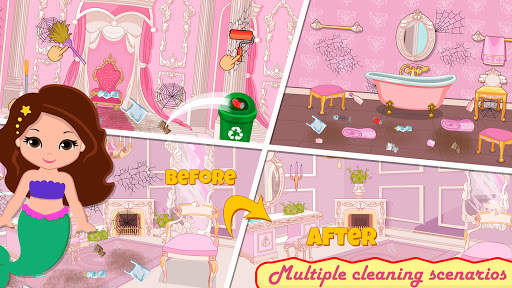 Mermaid Princess Castle: Royal House Cleaning screenshot 2