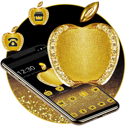 Gold Luxury Apple Diamond Glitter Theme icon
