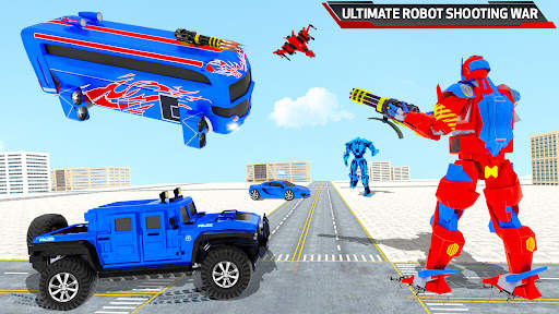 Flying Bus Robot Car War Games screenshot 7