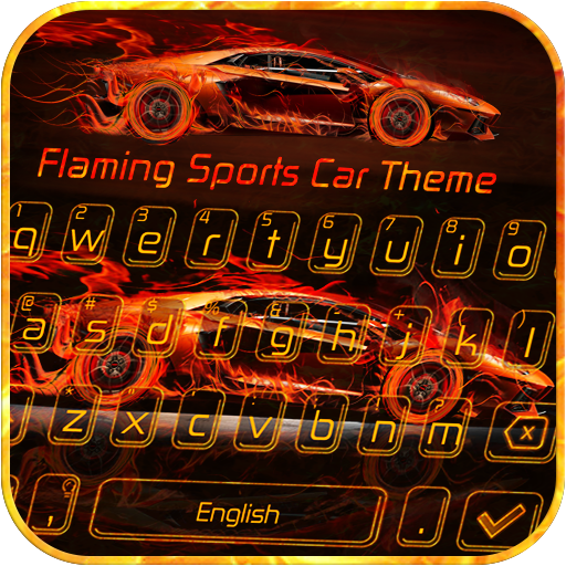 Flaming Sports Car Keyboard Theme आइकन