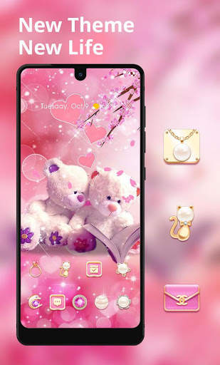 Cute theme Pink couple bear screenshot 1