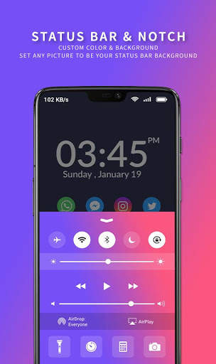 Customized color status bar -  custom notch screenshot 2