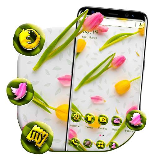 Yellow Pink Tulips Launcher Theme 1.0