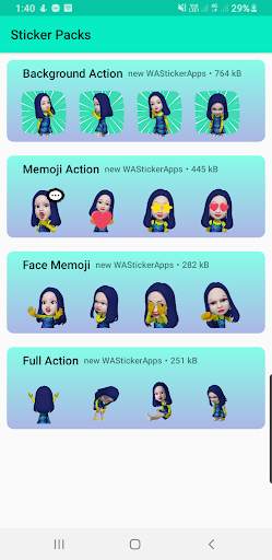animated stickers for whatsapp - blue girl sticker screenshot 1
