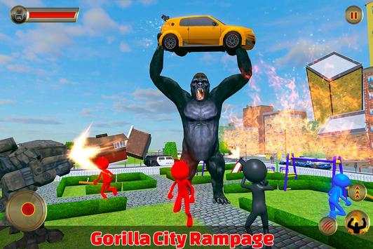 Angry Gorilla vs Stickman City Battle screenshot 12