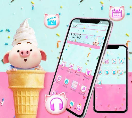 Adorable Ice Cream Piggy Theme screenshot 2