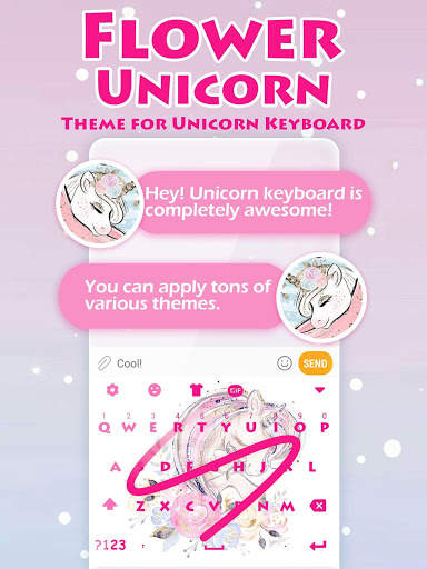 Flower Unicorn Emoji Keyboard Theme screenshot 1