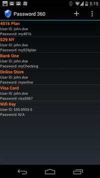 Password 360 Lite screenshot 1
