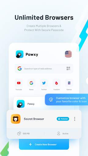 Pawxy - Fast VPN & Web Browser screenshot 1