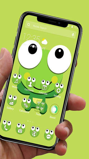 Big Eyes Cute Cartoon Frog Theme 2 تصوير الشاشة