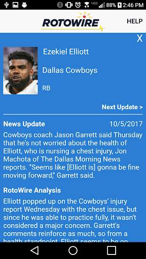 RotoWire News Center screenshot 2