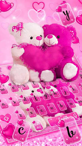 Pink Love Teddy Bear Keyboard screenshot 1