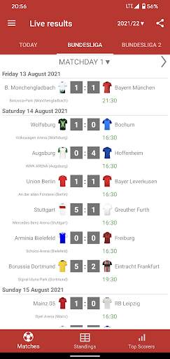 Live Scores for Bundesliga 2021/2022 screenshot 1