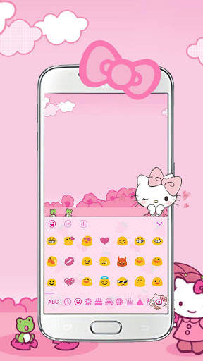 Pink Cute Kitty Bowknot Cartoon keyboard Theme screenshot 3