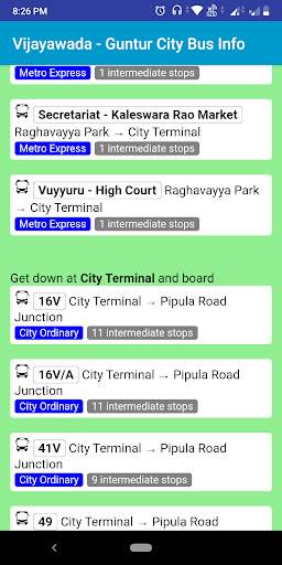 Amaravati, Vijayawada, Guntur APSRTC City Bus Info screenshot 1