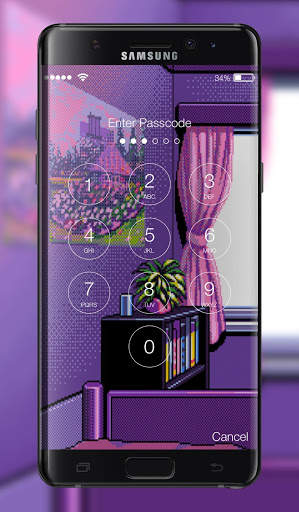 Aesthetic Vaporwave 8-bit Lock Screen screenshot 2