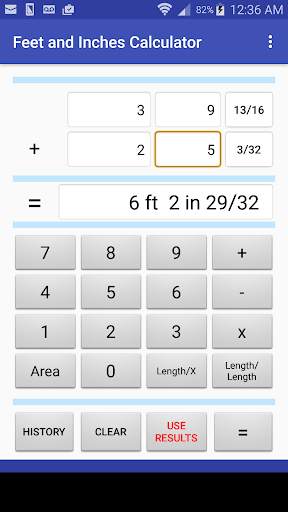 Feet and Inches Calculator screenshot 1